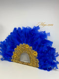 Eventails à plumes classique manche doré MEGS