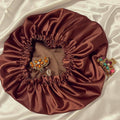Bonnet en satin réversible marron Asantewaa