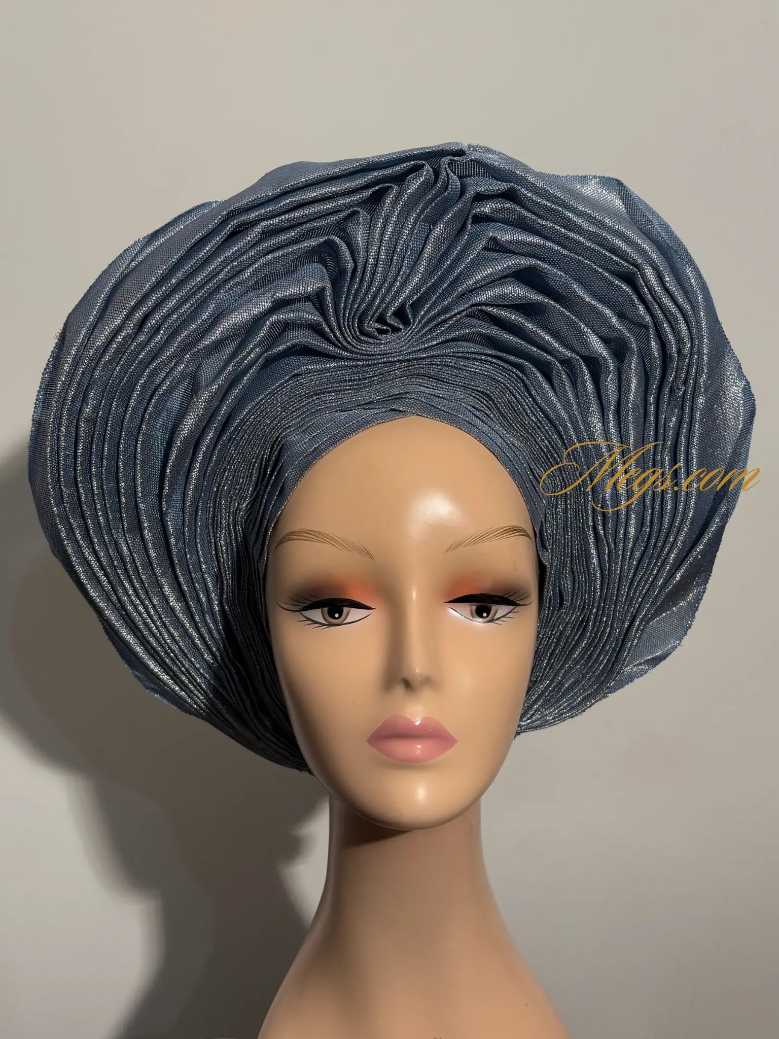 Autogele palmier en Aso Oke - bleu MEGS