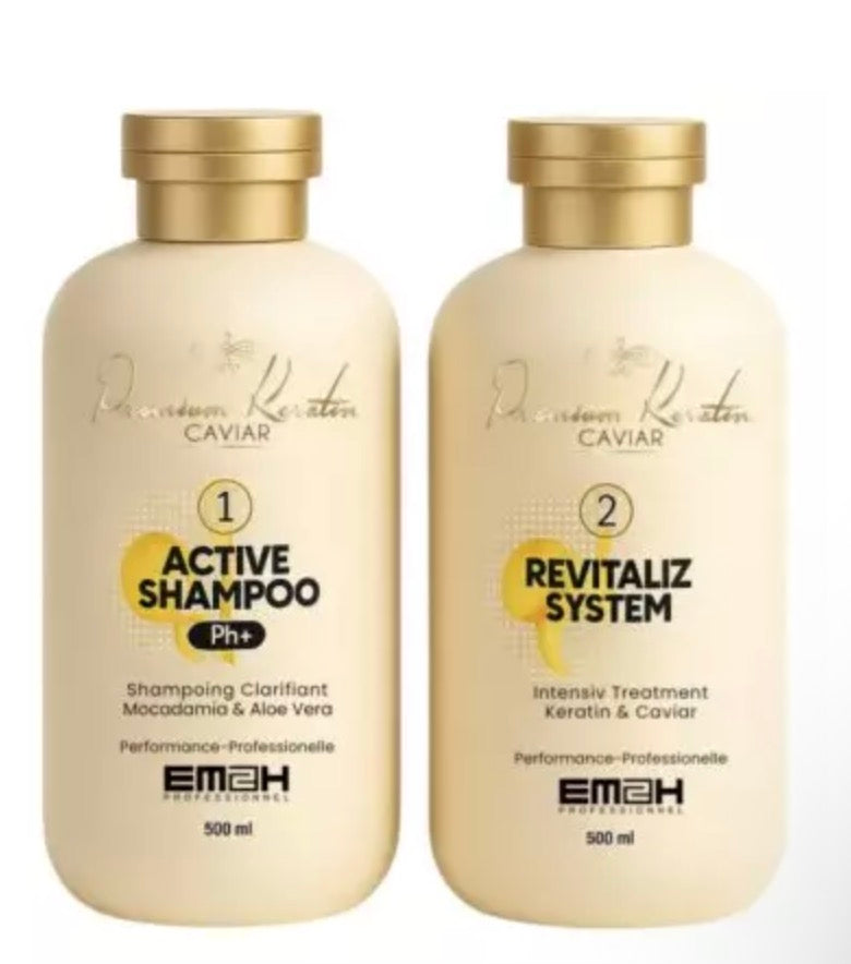 Kit lissage brésilien Premium Keratin Caviar 2x500ml