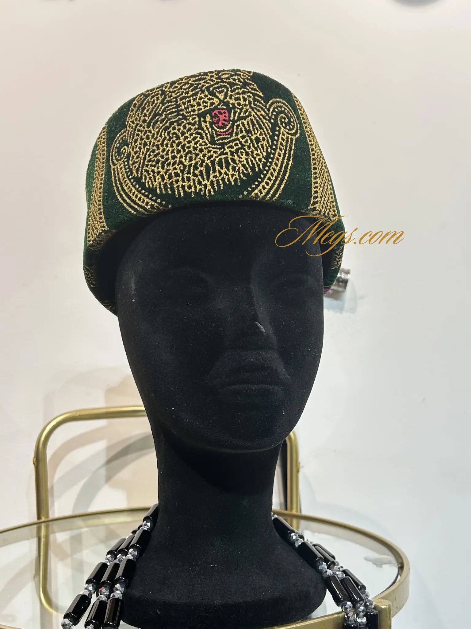 Chapeau velours à motifs - vert Megs