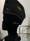Chapeau à motif en Aso Oke - noir et doré Megs