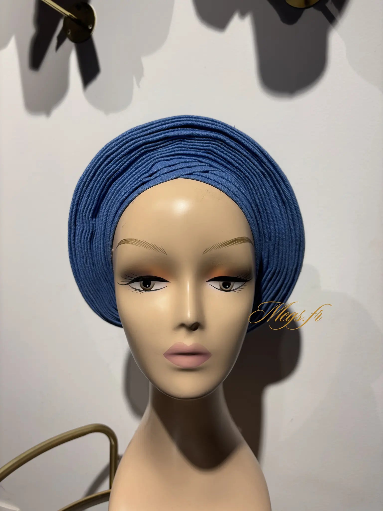 Autogele petit en Aso Oke - rond bleu ciel MEGS