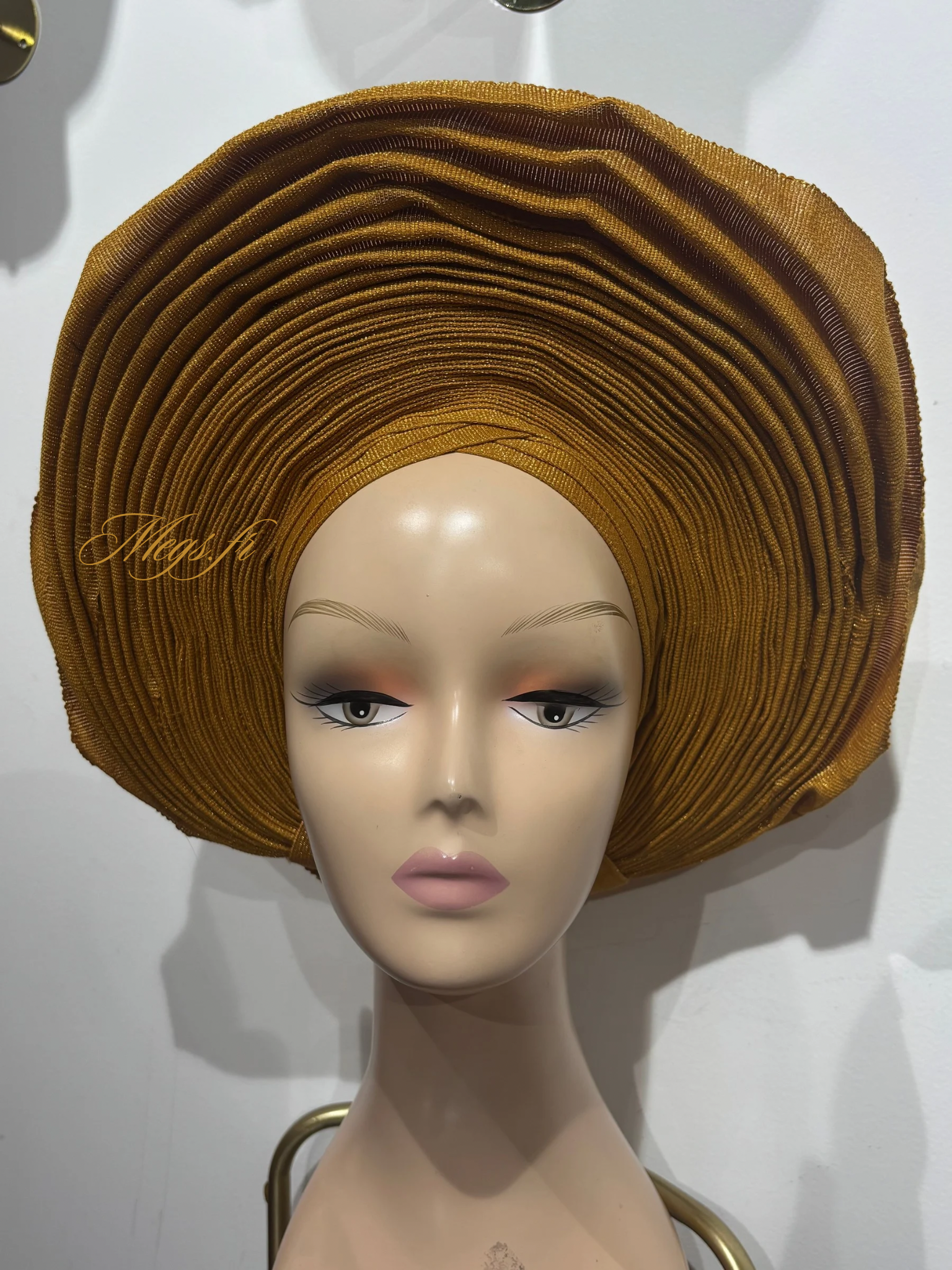Autogele Large en Aso Oke premium - moutarde