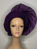 Autogele en Aso Oke asymétrique - violet MEGS