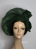 Autogele grand noeud en Aso Oke - vert Megs